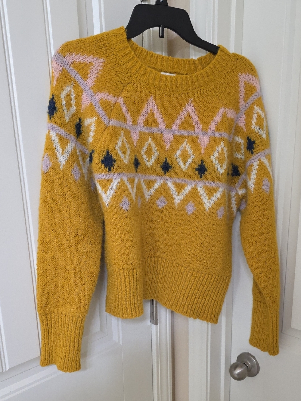 Mustard Fair Isle Knit Sweater - Women's Cozy Pullover